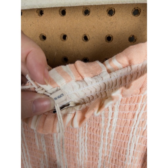 Faherty Peach Striped Smocked Organic Cotton Midi Dress Adjustable Straps Small - Picture 5 of 7